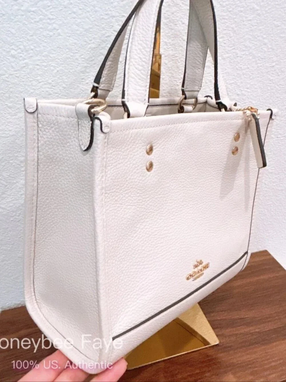 NWT Coach Dempsey Tote 22 Pebble Leather CO971 Chalk